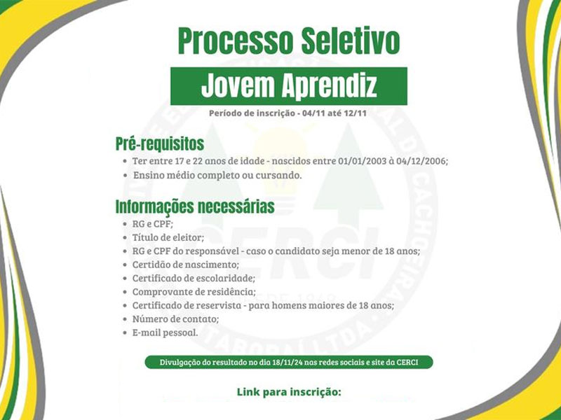 Jovem Aprendiz, CERCI, Firjan